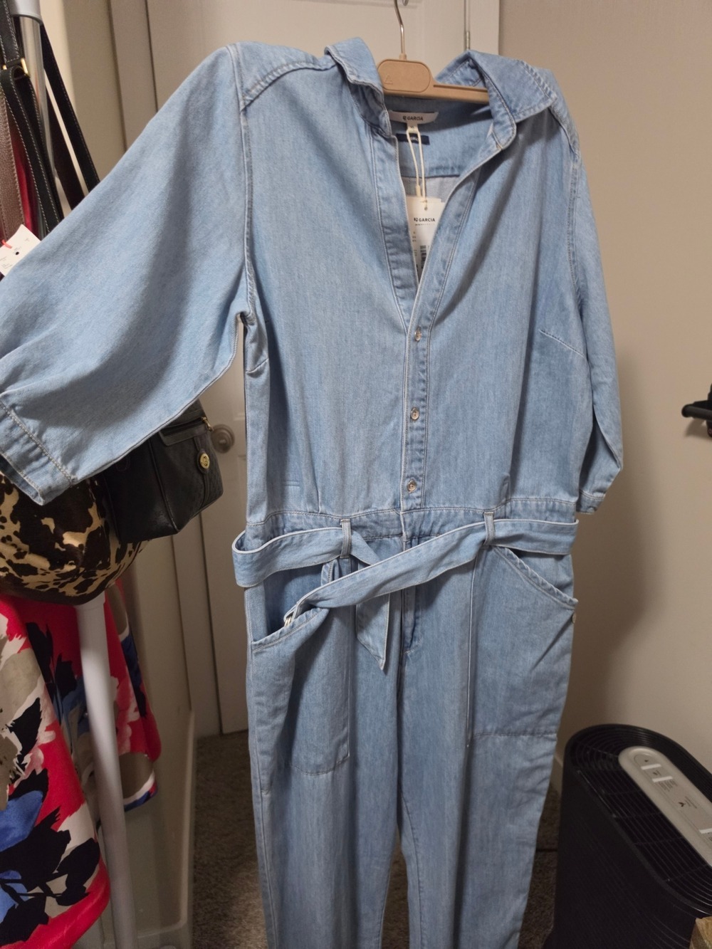 Garcia Denim Jumpsuit Light Wash Tie Waist